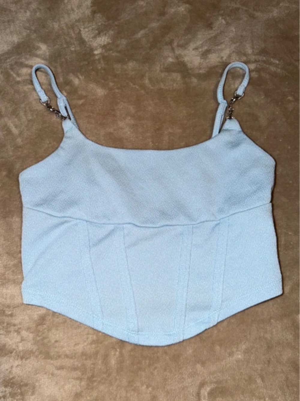 SHEIN Pale Blue Textured Cropped Cami with Adjustable Straps